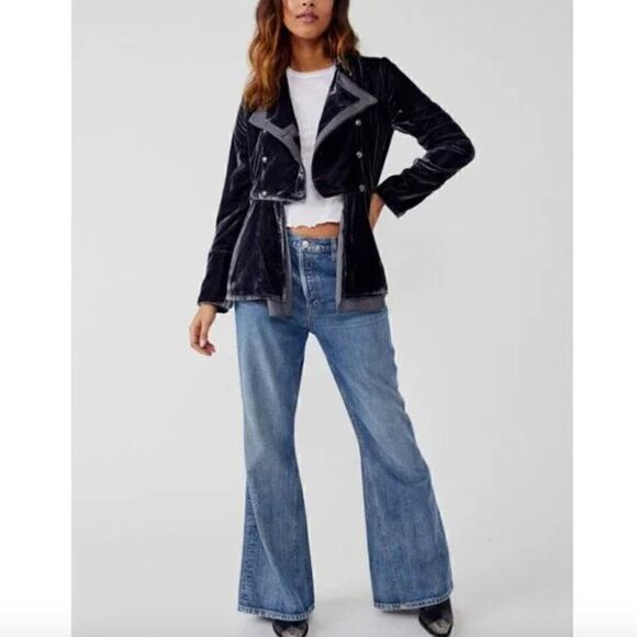 Free People Faye Velvet Jacket Size M - Picture 2 of 8